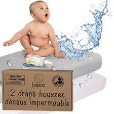 Drap Housse 70x160 Impermeable - 2en1 Alese Drap Housse Protege Matelas Regla...