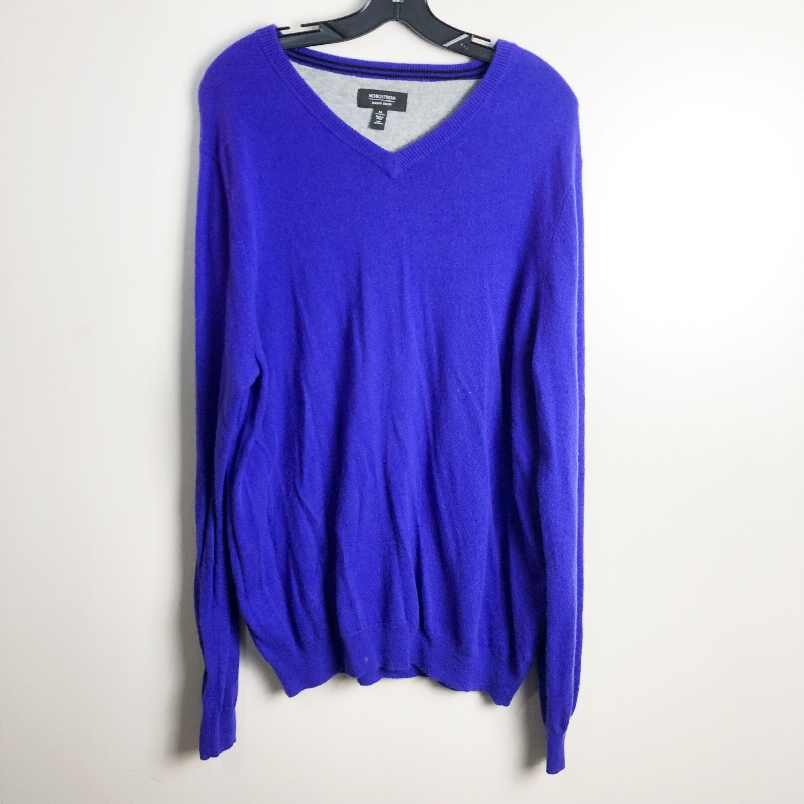 Nordstrom Mens Shop 100% Cashmere Blue V neck Sweater XL | eBay