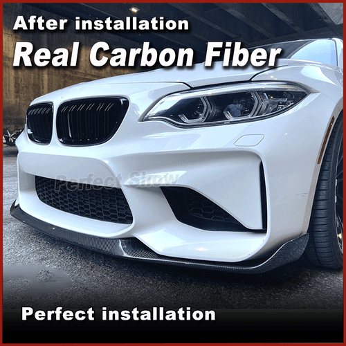 Spoiler anteriore in carbonio labbro spoiler anteriore adatto per BMW Serie 2 Coupè F87 M2 16-18 - Foto 5 di 12