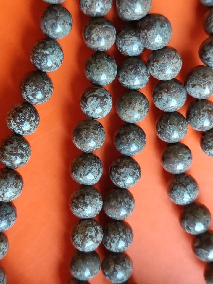 2 HEBRAS CUENTAS DE PIEDRA OBSIDIANA COPO DE NIEVE NATURAL Foto 3 de 4