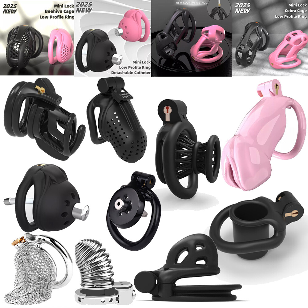 New Male Fully Restraint Chastity Device Cage Adjustable Cuff Ring