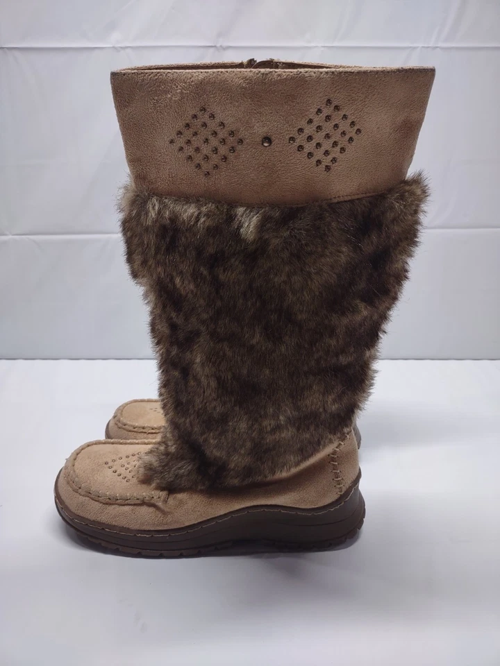 Botas de cuña Lane Bryant imitación gamuza piel talla 8 estilo mocasín EE. UU. 220210 Foto 3 de 4