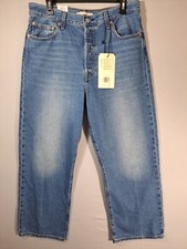 NWT Levi's Premium Ribcage Straight Ankle Button Fly Distressed Jeans Size 32x27