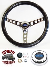 1965-1966 Ford Pickup Steering Wheel Blue Oval 14 12 Classic Chrome