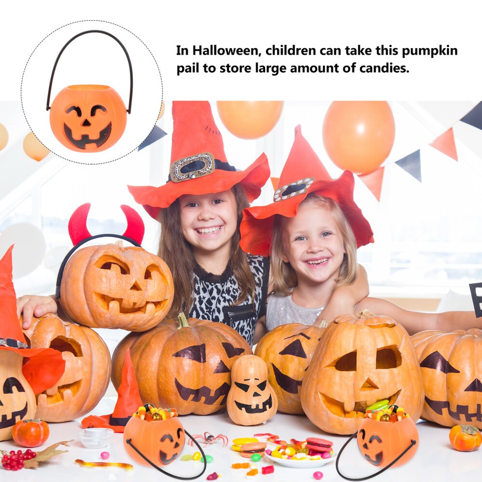 12 Pcs Plastic Pumpkins Small Halloween Candy Bulk Mini Bucket