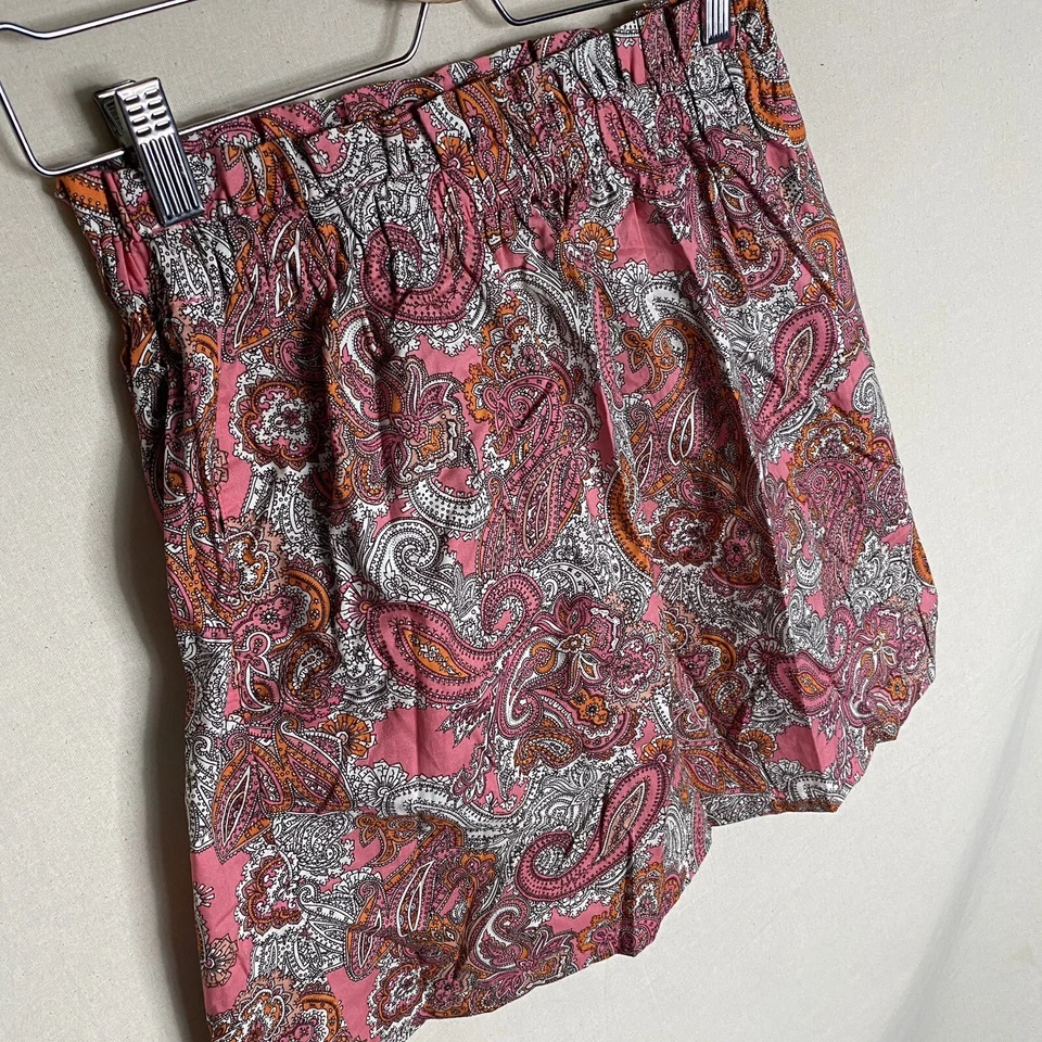 Minifalda H&M Paisley Línea A Talla Pequeña S Rosa Blanco Patrón Cintura Elástica Foto 2 de 4