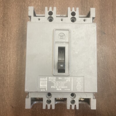HFB3090 Westinghouse Type HFB Circuit Breaker 3 Pole 90 Amp 600V Box 75