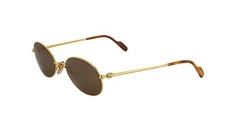 NEW CARTIER OVAL SUNGLASSES T8100370 T8200298 GOLD FRAME BROWN LENS FRANCE 
