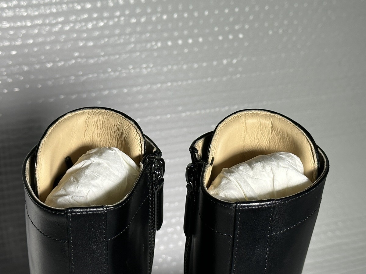 CHANEL WOMEN BLACK LEATHER LACE UP/SIDE ZIPPER COMBAT BOOTS CHANEL WOMEN BLACK LEATHER LACE UP/SIDE ZIPPER COMBAT BOOTS