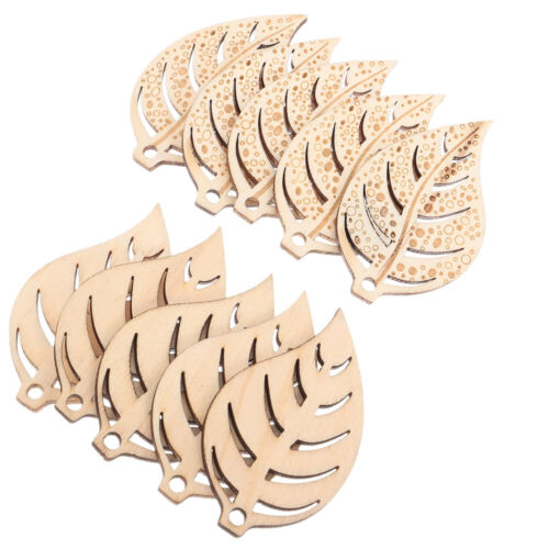  10 PCS Decoupage Paper Craft Sheet DIY Leaf Shaped Wood Pieces - Picture 1 of 9