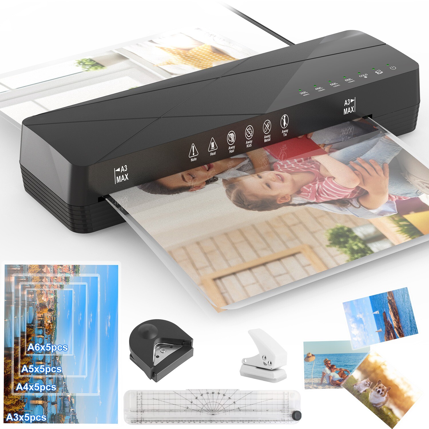13in Laminator Machine Hot & Cold Mode Home Office A4 Personal Thermal Laminator