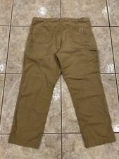 Men's 42X30 Carhartt Canvas Carpenter Relaxed Fit Tan Work Pants 102291 253 EUC