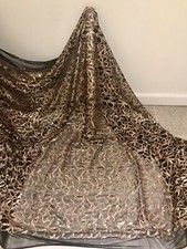 Black Gold 4way stretch sequin Lace fabric 50 Width Sold By The Yard