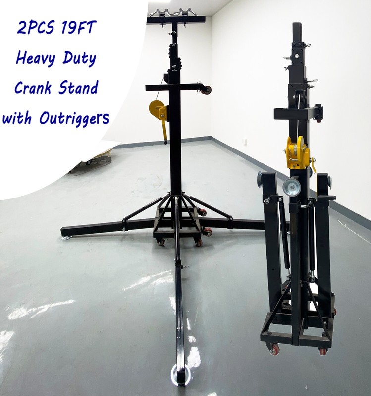 2PCS Movable Crank Light Stand 19FT Stage Lighting Truss System Heavy Duty 550LB