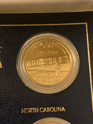 Pure 24Kt Gold Plated 2001 State Quarter Collection US Commemorative Gallery NEW - Picture 7 of 7