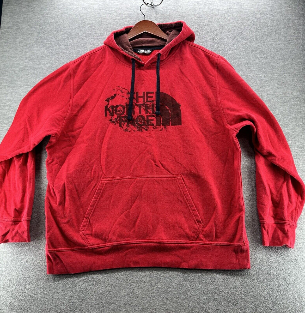 THE NORTH FACE - Red Hoodie Pullover Sweatshirt Classic Logo Size