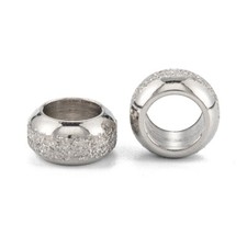 20pc 201 Stainless Steel Frosted Silver Ball Spacer Beads - 8mm x 4mm   Hole 5mm
