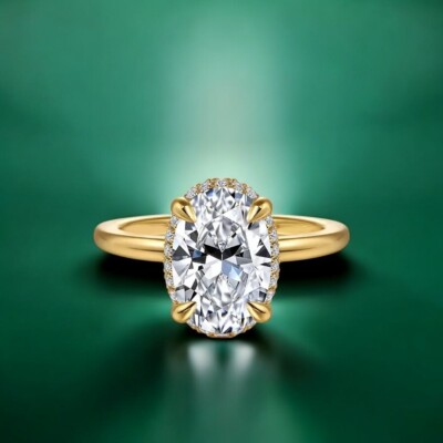 IGI-zertifizierter Ehering 2,15 kt im Labor hergestellter ovaler Diamant 14 k...