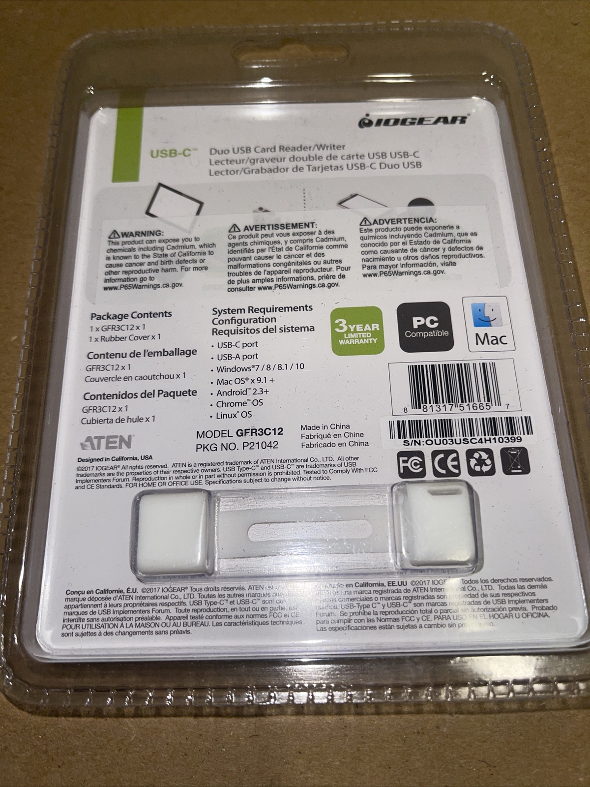 Iogear Gfr3c12 Usb C Duo Card Reader Writer For Sale Online Ebay