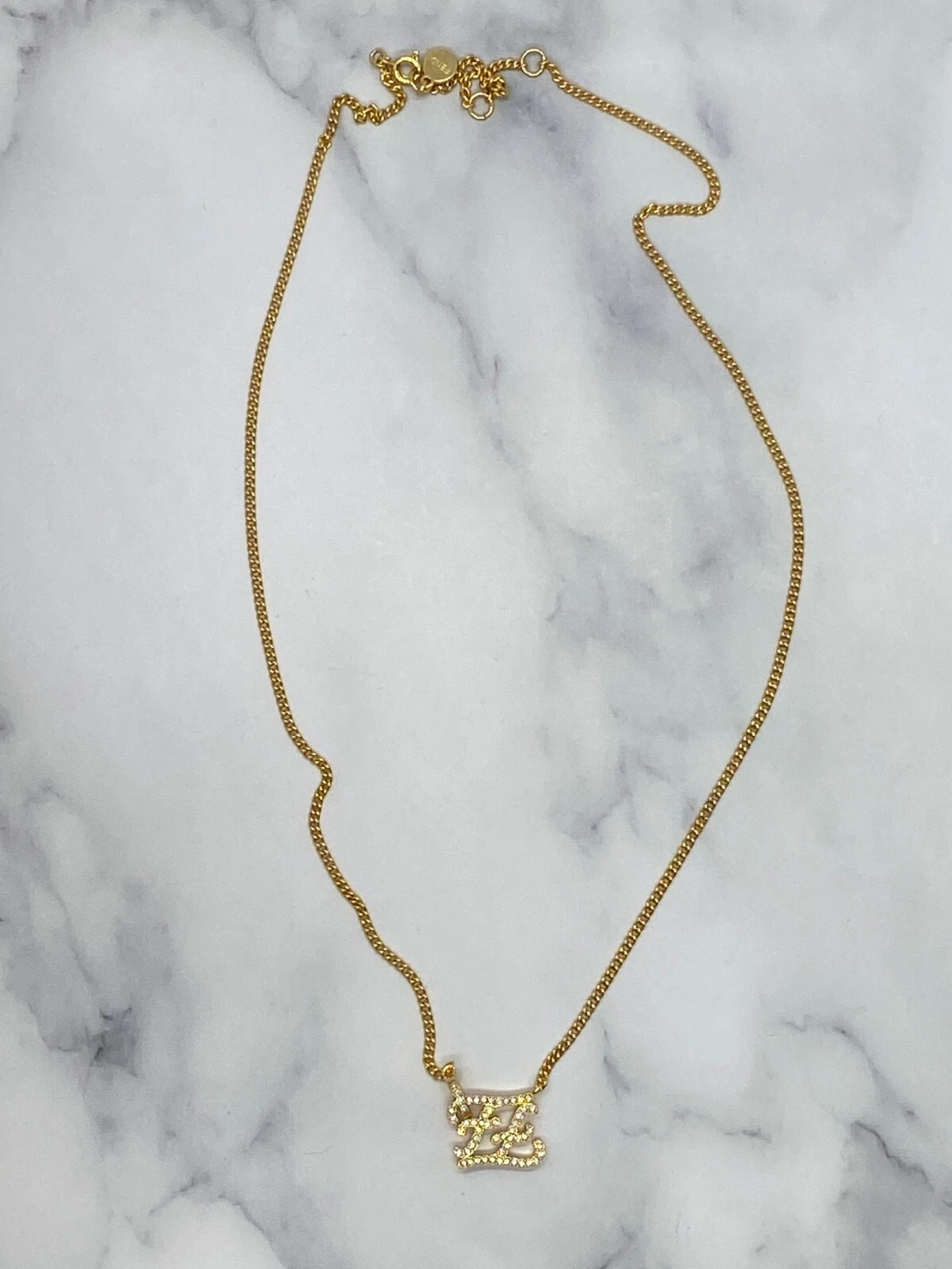 Collana con ciondolo strass monogramma FENDI FF originale usata KB3012