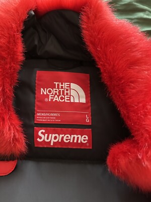 Supreme X The North Face Faux Fur Nuptse Jacket 'Red' | eBay