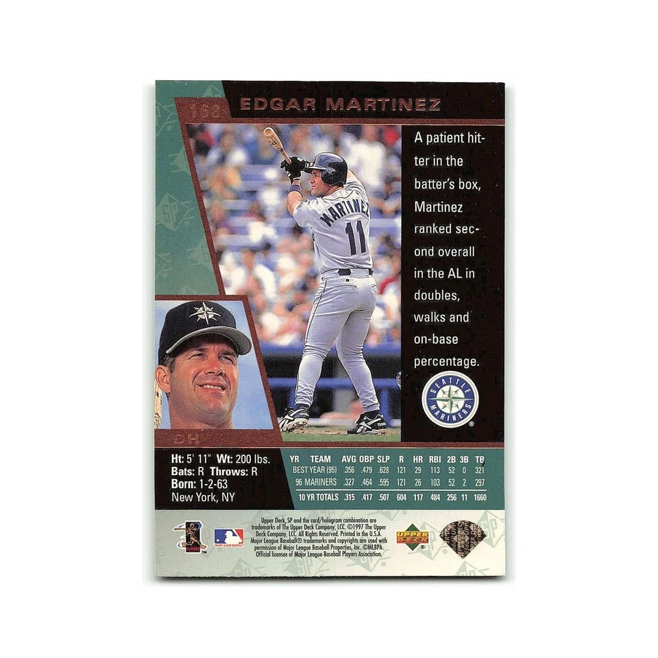 Edgar Martinez 1997 SP #168 Seattle Mariners Baseball Card NM - Image 2 of 3