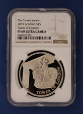 2019 Silver Proof £5 coin "The Crown Jewels" NGC PF69 with COA