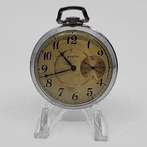 Antique 1911 Elgin 301 12s 7J Pocket Watch - Seconds @ 3:00