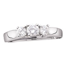 14kt White Gold Womens Round Diamond 3-stone Wedding Engagement Ring 1-1/2ctw