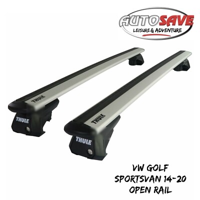 Thule Alu WingBar Evo Silver Roof Bars to fit VW Golf Sportsvan 14-20 Open Rail