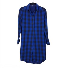 Madewell Latitude Shirt Dress Womens XXS Blue Black Buffalo Plaid Flannel Cotton