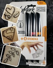 Bodymark Bic Temporary Tattoo Marker, Body Art Pack of 3 Pens Black, Red, Orange