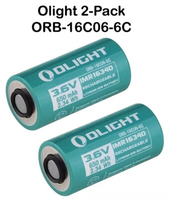 Olight ORB-16C06-6C IMR16340 650mAh Battery for Perun 2 Mini, Perun Mini, Baton