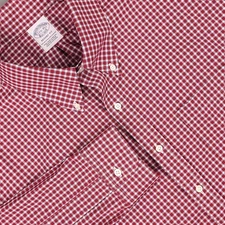 Brooks Brothers Shirt Mens 17.5 35 Red Check Regent Fit Non Iron Supima Cotton