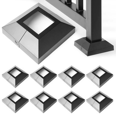 Black Aluminum Post Base Covers for Iron Railings - 8 Pcs Set