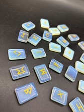 Elder Futhark Opalite Runes Set 25 Pcs Viking Divination Stones Spiritual Tool