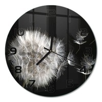 Runde Wanduhr Aus GehäRtetem Glas Glas-Wanduhr LöWenzahn Schwarze Zeiger Fi30 Cm