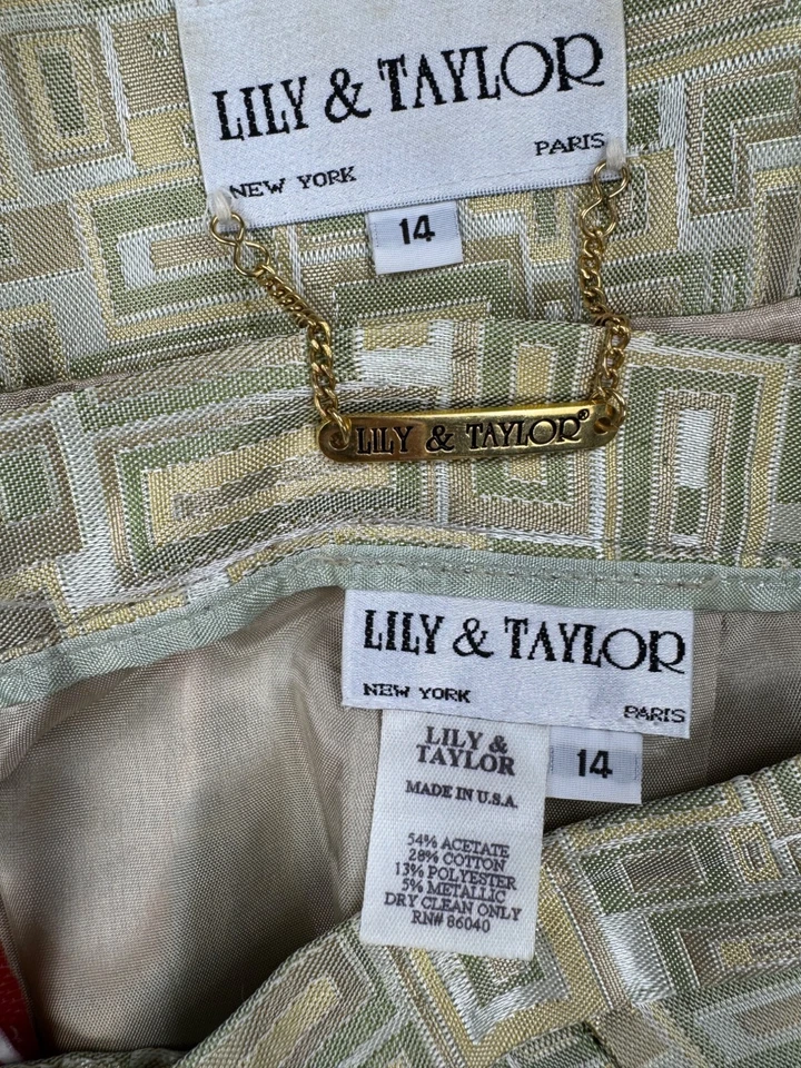 Traje Lily & Taylor Mujer 14 Doble Pecho Blazer Chaqueta Falda Lápiz Conjunto de 2 piezas Foto 2 de 4