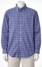 New Polo Ralph Lauren Classic Fit Navy Regal Plaid Button Down Poplin Shirt S