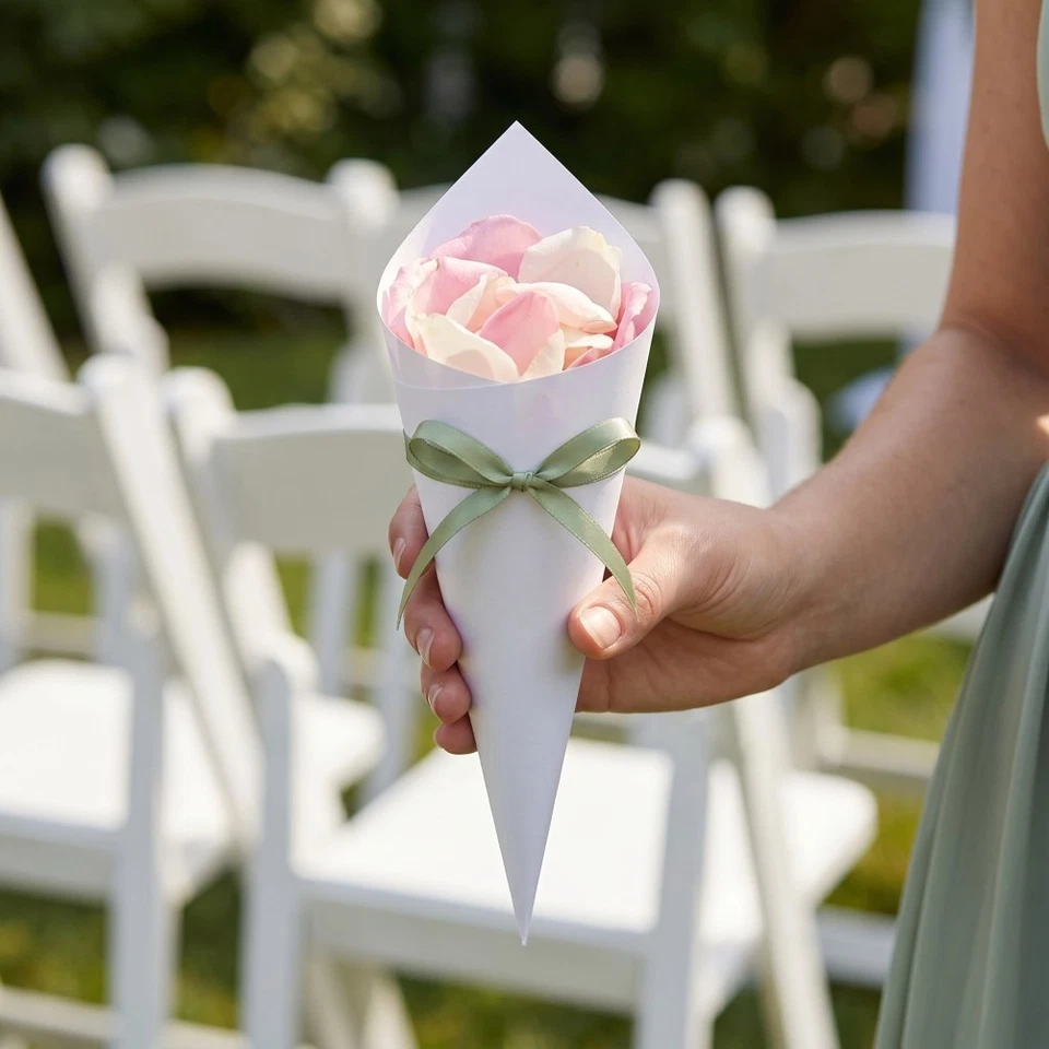 90 Pcs Cône De Pétale Papier Mariage Cornet Confettis Cônes Artisanaux - Photo 3/4