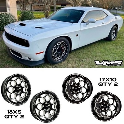 4 VMS RACING MODULO DRAG WHEELS R 17X10 F 18X5 FOR DODGE CHALLENGER HELLCAT SRT