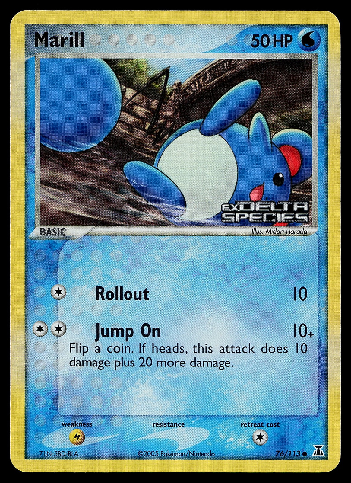 Pokemon Card - Marill Delta Species 76/113 Reverse Holo Stamped