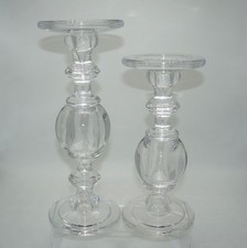 Clear Glass Candle Holder Decorative Set for Taper or 3" Pillar 11.5"  9.5"