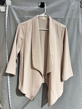 Le Lis Cream Open Front Blazer Jacket Womens Sz S Draped Shawl Collar Neutral