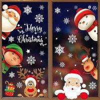 Fensterbilder Weihnachten Selbstklebend Weihnachtsmann Schneeflocken 8 StüCk