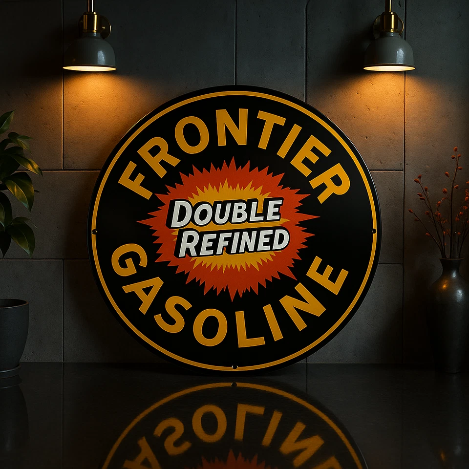 Frontier Gasoline Round Heavy Metal Sign Double Refined Retro Style– 19.7" 50 cm - Image 4 of 4