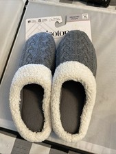 Isotoner Women's Eco Comfort Faux Fur Slippers Dark Charcoal Xlarge 9.5-10