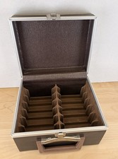 Brown Faux Leather 8 Track Tape Storage Carrying Case 12 Slot Holder Vtg Audio
