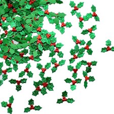 150pcs Christmas Confetti Small Shiny Holly Leaves Crafts Table Decorations
