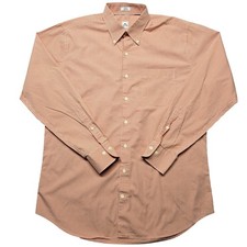 Peter Millar Shirt Mens L Orange Check Long Sleeve Button Up Cotton Casual